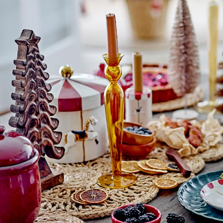 Bloomingville - Merry-go-round Gefäß mit Deckel, Ø 19,5 x H 20,5 cm, rot