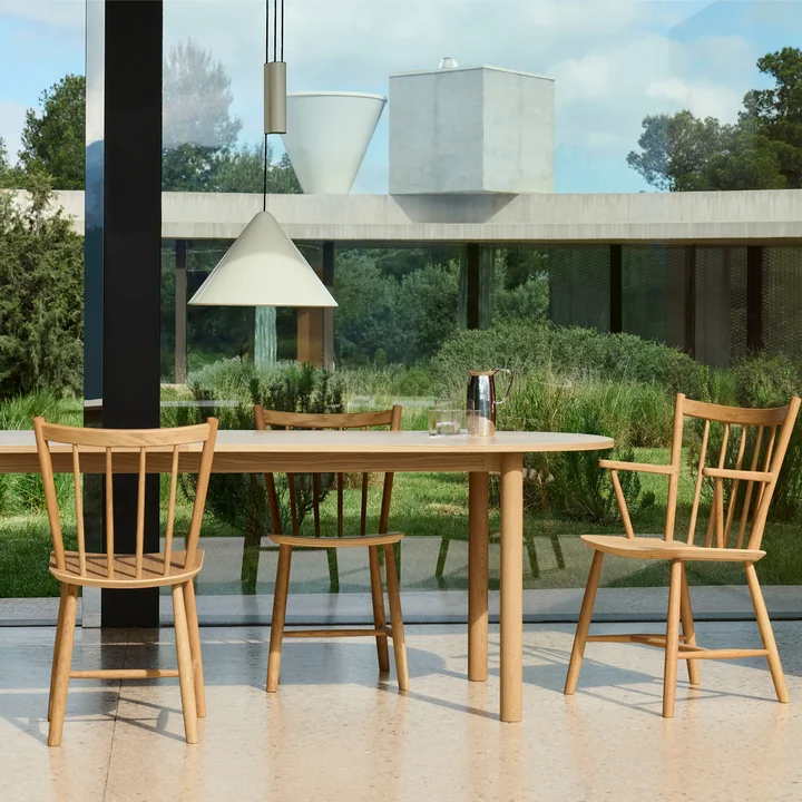 HAY - Annex Esstisch länglich, Compass Pendelleuchte höhenverstellbar