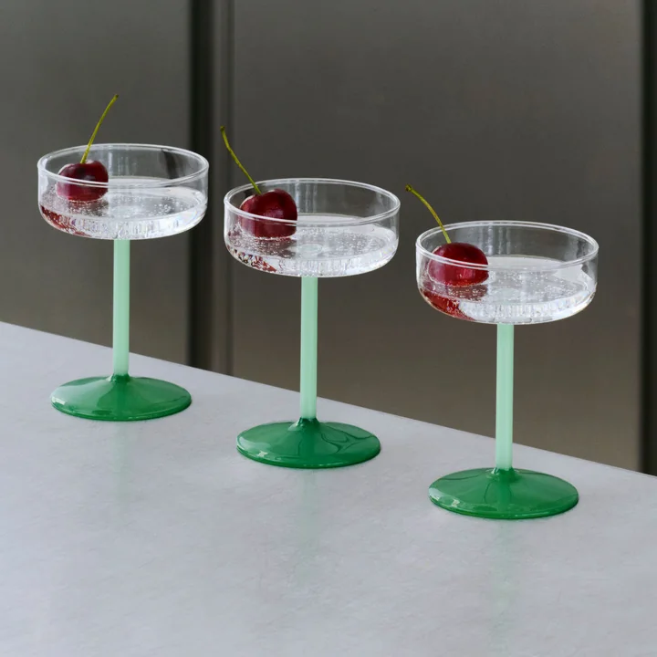 HAY - Tint Cocktailschale, klar / jade light green / jade dark green