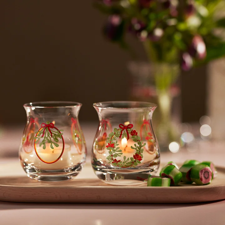 Holmegaard - Christmas Weihnachtsteelichthalter 2025, H 7,5 cm, multicolor (2er-Set)