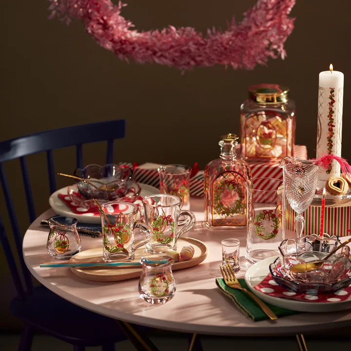 Holmegaard - Christmas Weihnachtsteelichthalter 2025, H 7,5 cm, multicolor (2er-Set)