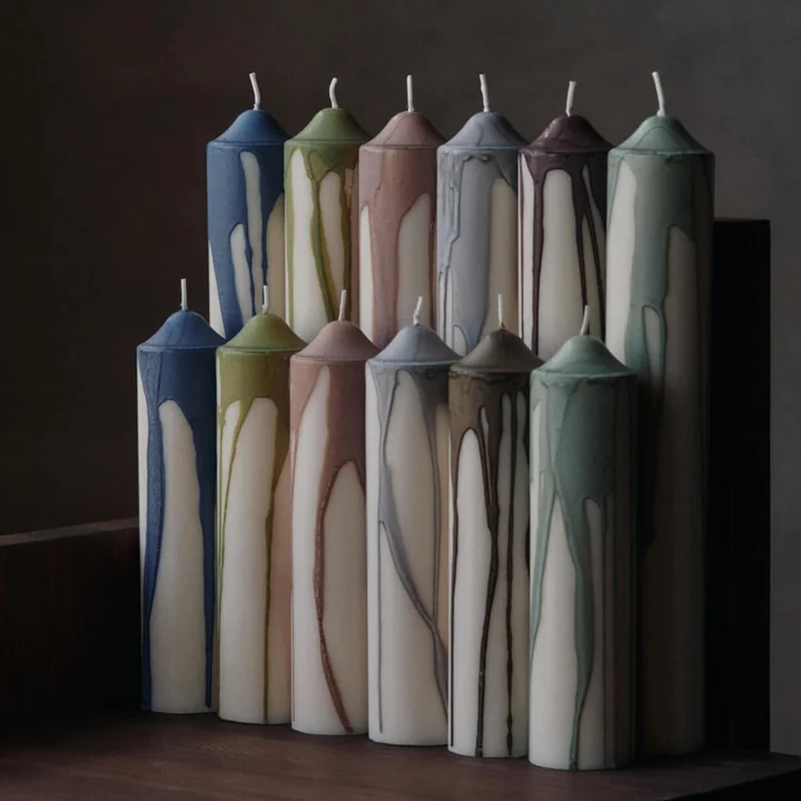 Ferm Living - Dryp Blockkerze, H 20 cm, warmgrau / weiß