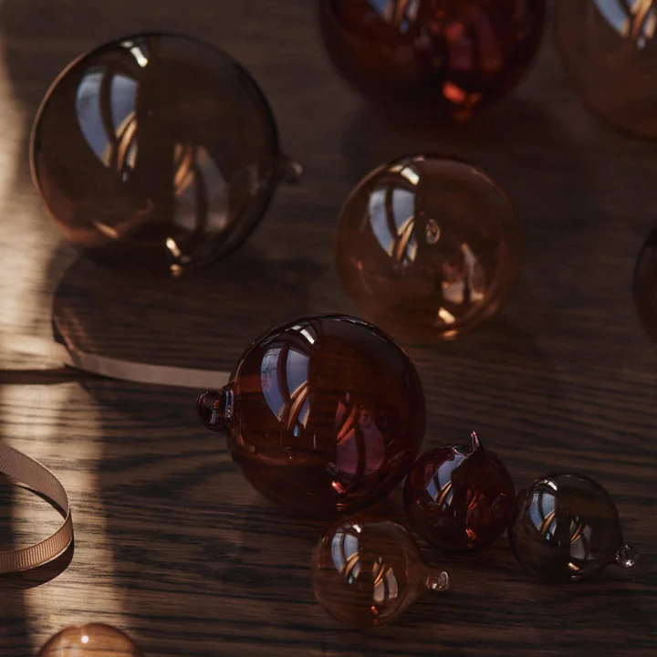 Ferm Living - Glass Baubles Weihnachtskugeln, rosarot transluzent