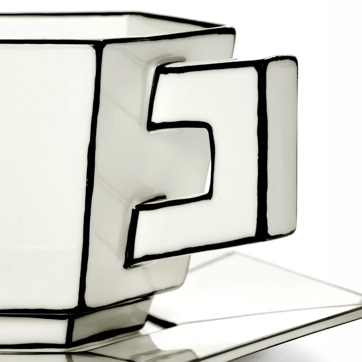 Serax - Carte Blanche Cappuccinotasse mit Untertasse, weiß / schwarz