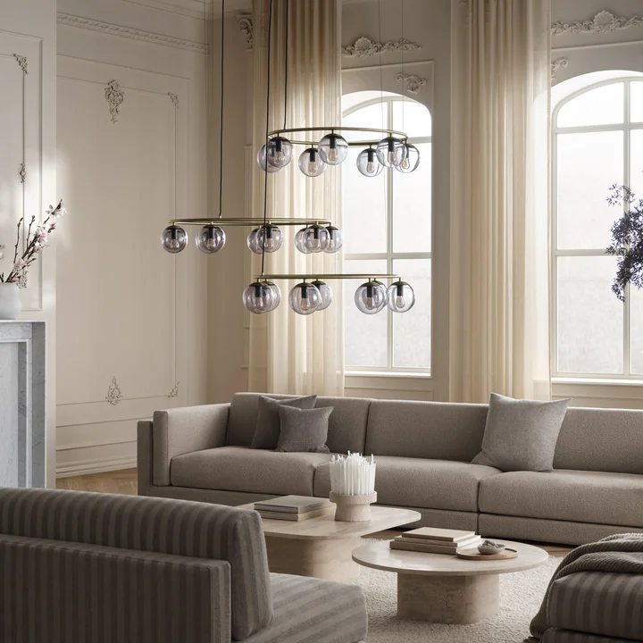 Bolia - Orb Kronleuchter Ø 85 cm, Messing antik matt / rauchgrau