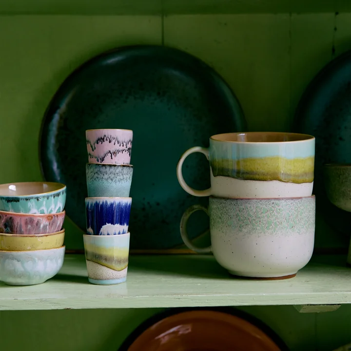 HKliving - 70's Teetasse, 425 ml, neo (2er-Set)