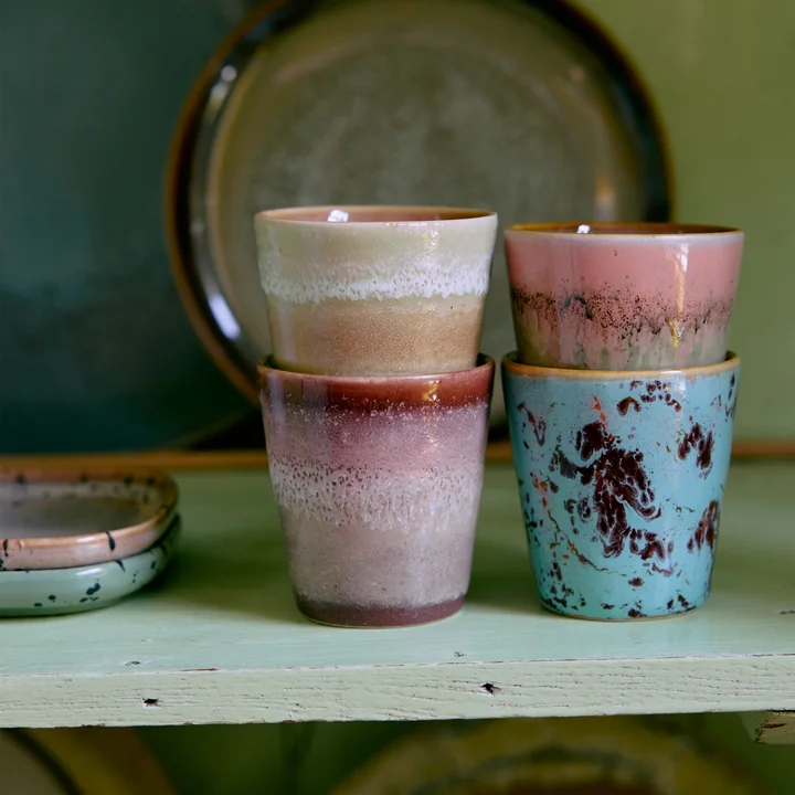 HKliving - 70's Espressobecher, ristretto, futurism (4er-Set)