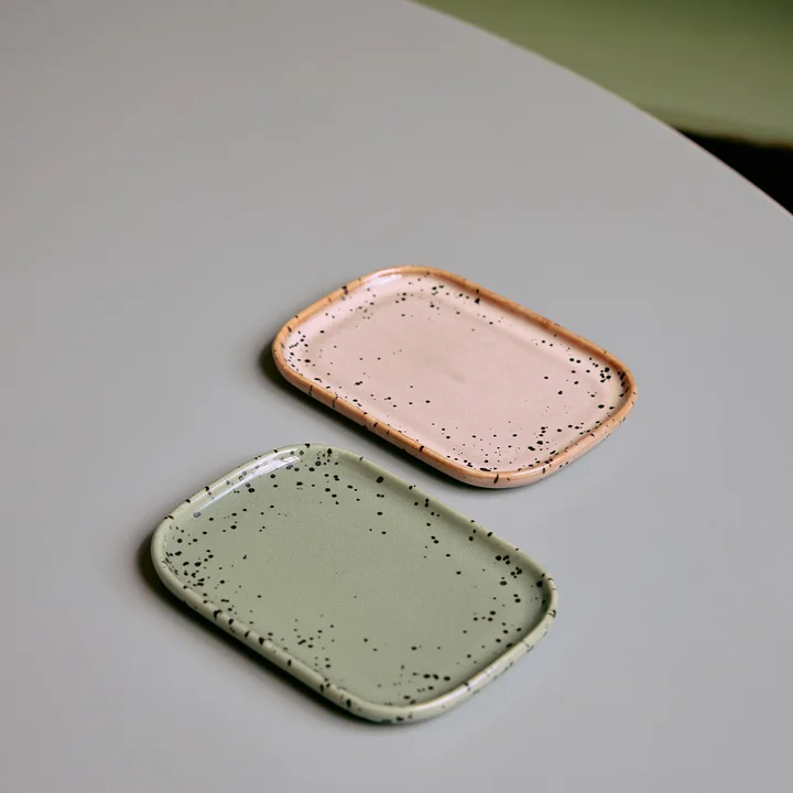 HKliving - 70's Tablett, 10,5 x 14,5 cm, crayon (2er Set)