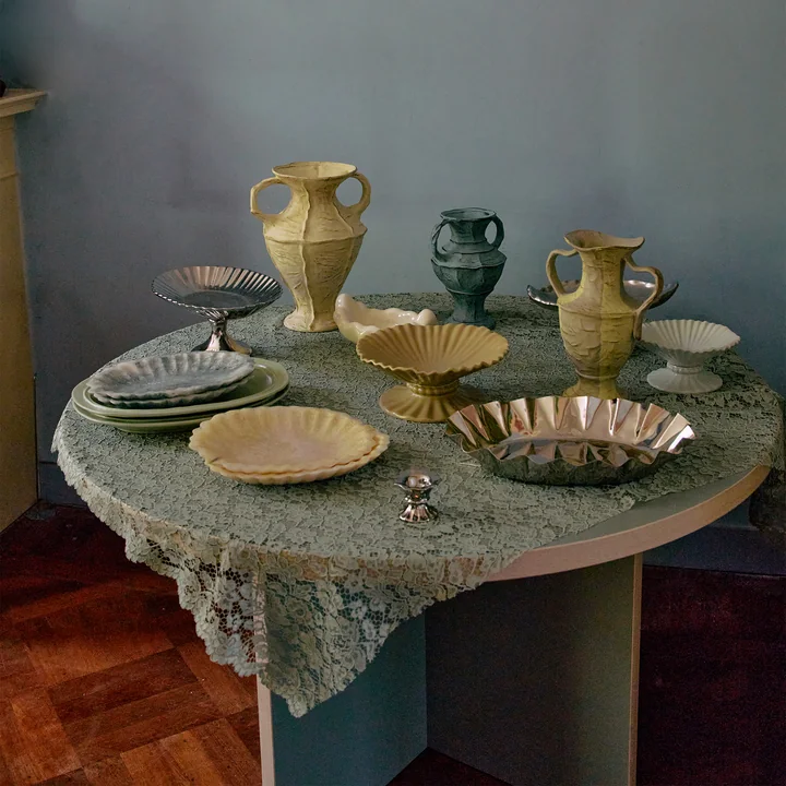 HKliving - Esstisch, Ø 130 cm, pale blue