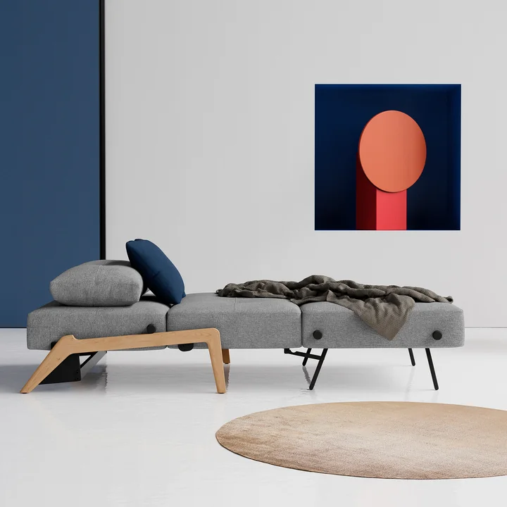 Innovation Living - Cubed 90 Sessel, Eiche / hellgrau (565 Twist Granite)