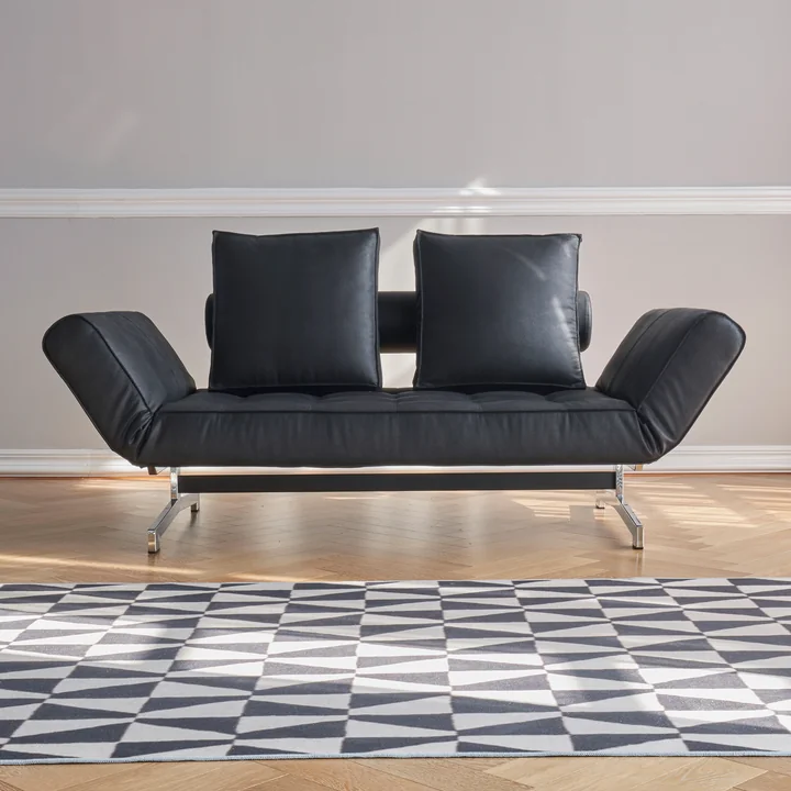 Innovation Living - Ghia Schlafsofa, 90 x 210 cm, chrom / schwarz (Mix 550 Faunal)