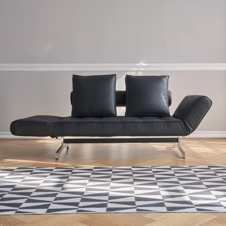 Innovation Living - Ghia Schlafsofa, 90 x 210 cm, chrom / schwarz (Mix 550 Faunal)