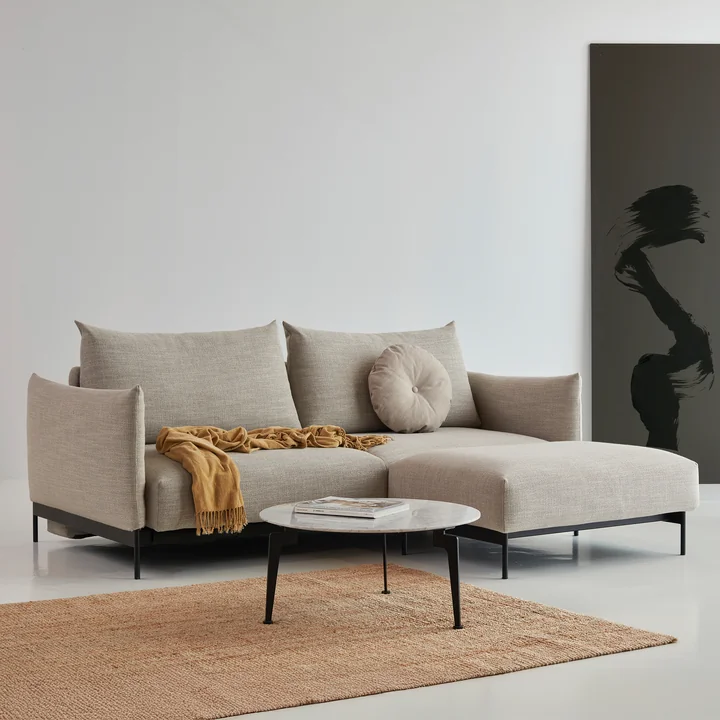 Innovation Living - Malloy Ottomane, schwarz / natur (579 Kenya Gravel)