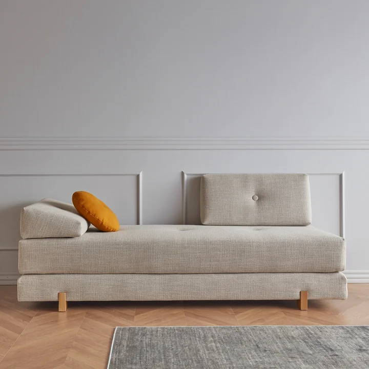 Innovation Living - Sigmund Drip Schlafsofa, 200 x 84 cm, Eiche / natur (579 Kenya Gravel)