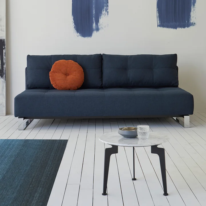 Innovation Living - Supremax D.E.L. Schlafsofa, 200 x 115 cm, chrom / blau (528 Mixed Dance)