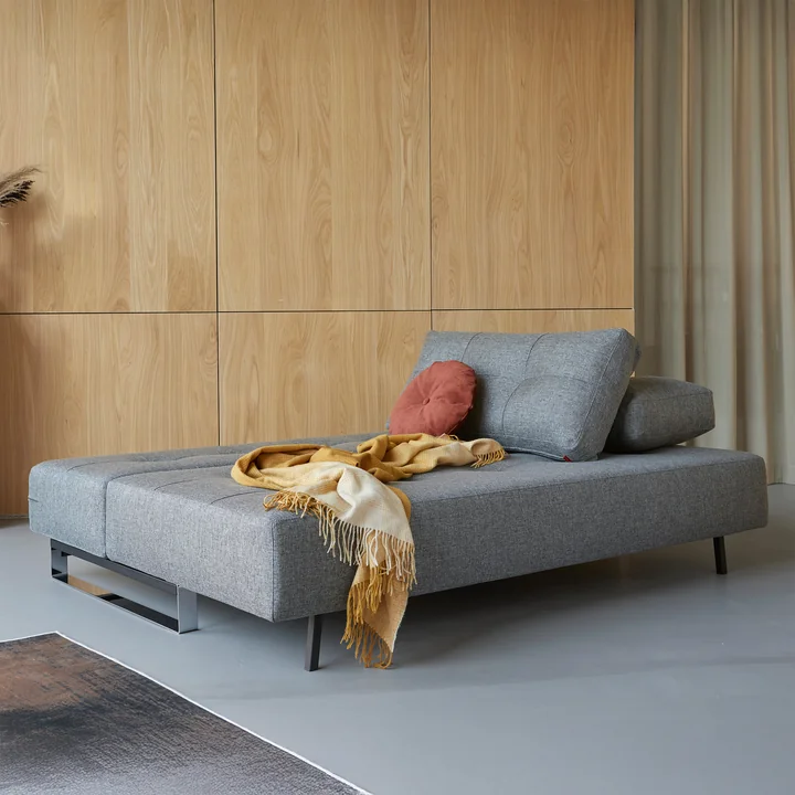 Innovation Living - Supremax D.E.L. Schlafsofa, 200 x 115 cm, chrom / grau (563 Twist)