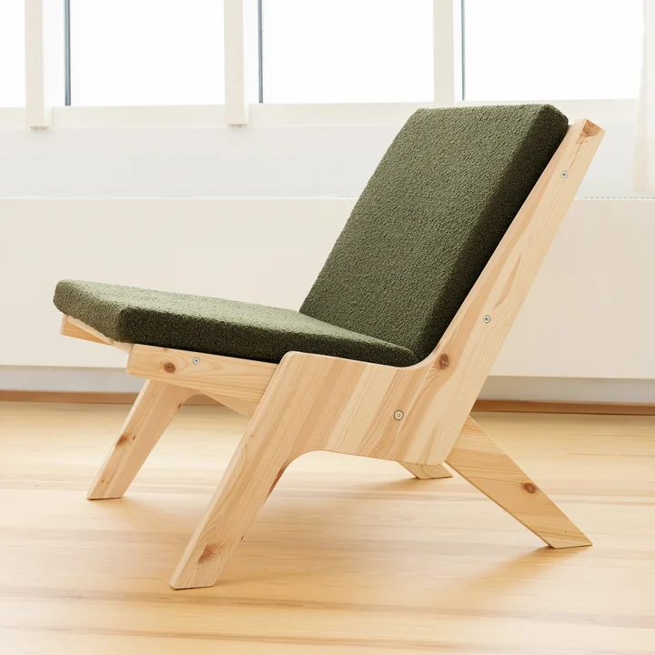 Karup Design - Sway Lounge Chair mit Sitzkissen, Kiefer natur / evergreen