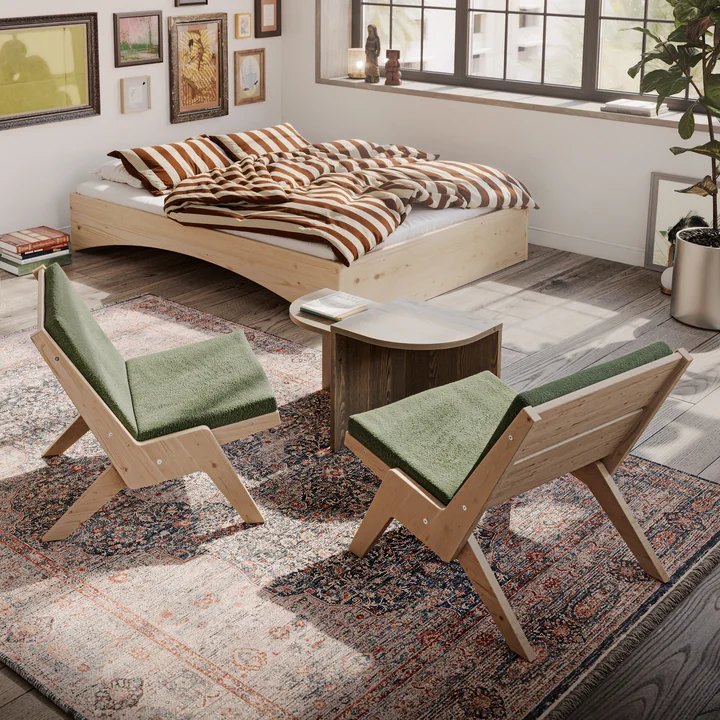 Karup Design - Sway Lounge Chair mit Sitzkissen, Kiefer natur / evergreen