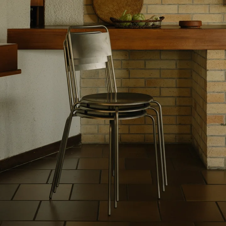 Frama - Petit Rond Stuhl, Edelstahl gebürstet