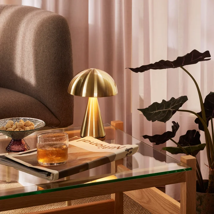 Hübsch Interior - Mush Akku-Tischleuchte, Mini, messing