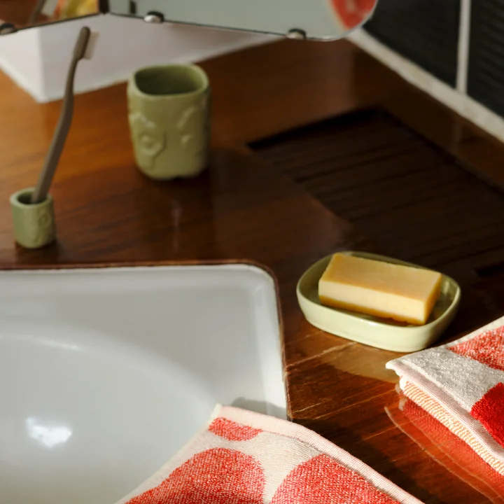 Marimekko - Unikko Behälter, Zahnputzbecher und Seifenschale, pear