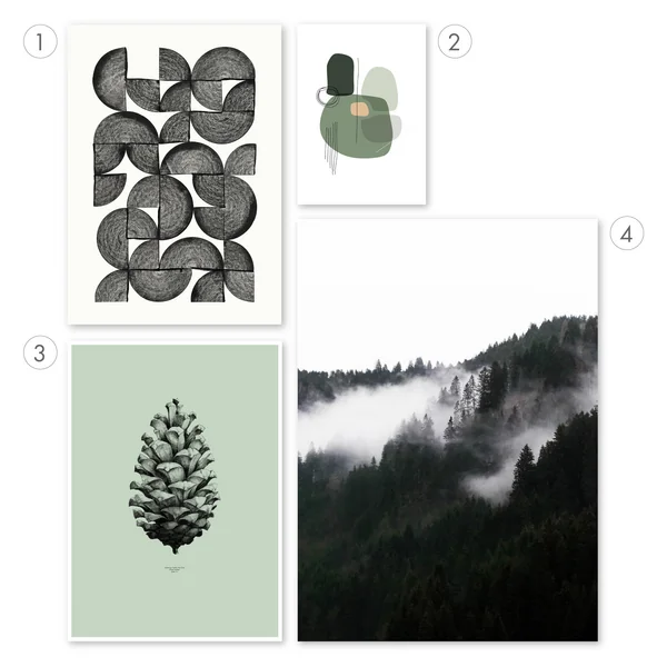 Poster in Schwarz-Weiß mit grünen Akzenten