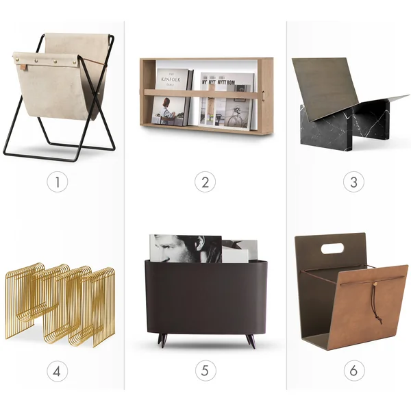 Material: Zeitschriftenhalter aus Holz, Metall & Co.