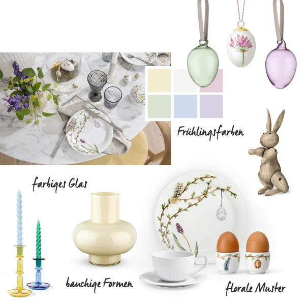 Moodboard Frühlingstrends 2022 Tischdekoration zu Ostern