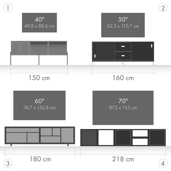 PUK Lowboards TV Größenverhältnis