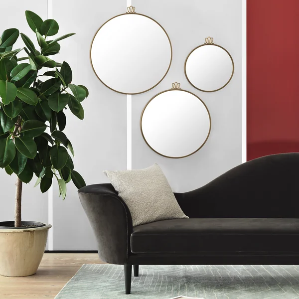 Grand Piano Sofa mit Randaccio Wandspiegel von Gubi