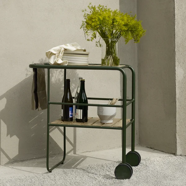 Fuori Servierwagen von Skagerak in jagdgrün / Teakholz