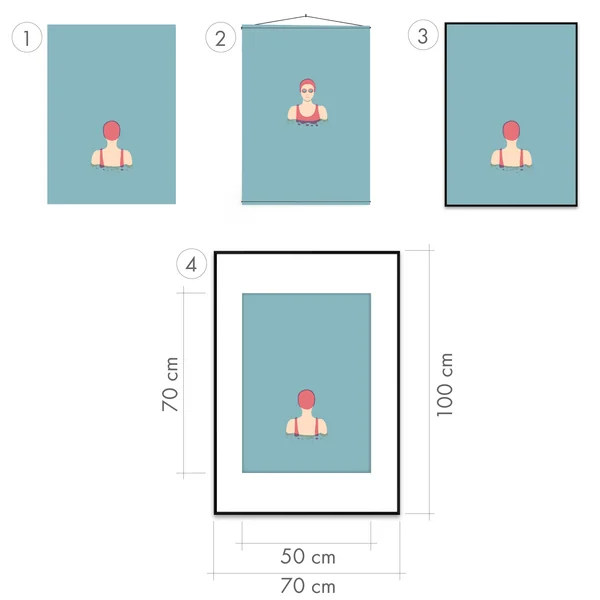 Farbiges Schwimmer-Poster mit Passepartout