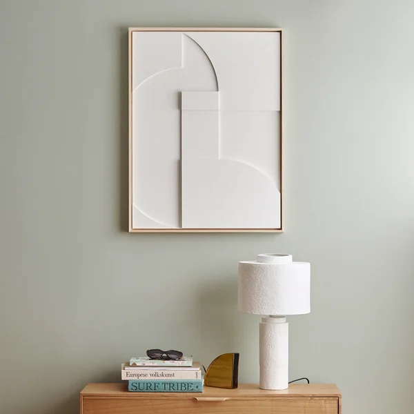 Relief gerahmtes Wandbild A von HKliving in der Ausführung weiß