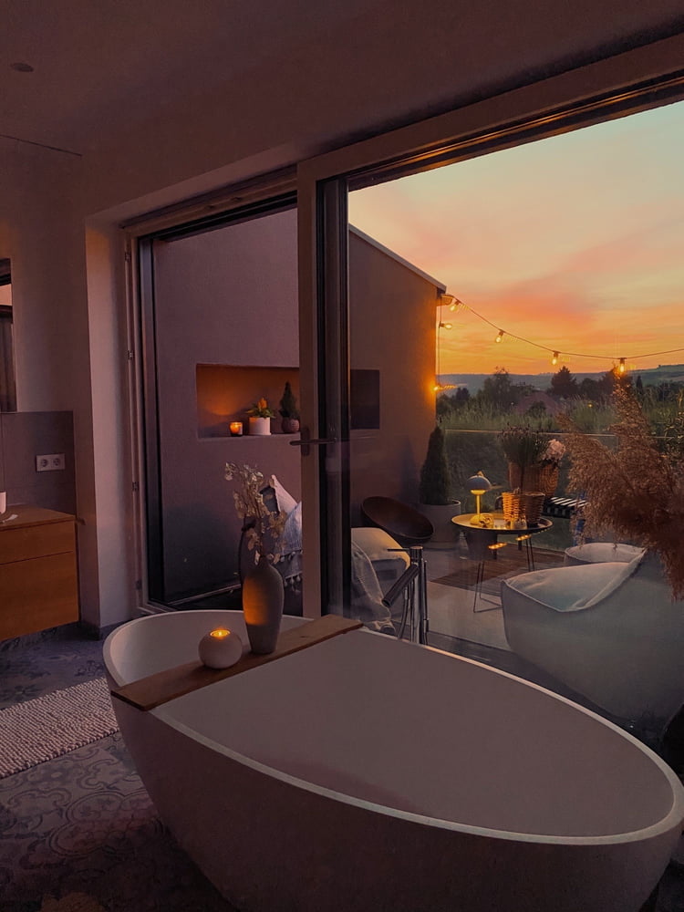 Badezimmer mit Dachterrasse